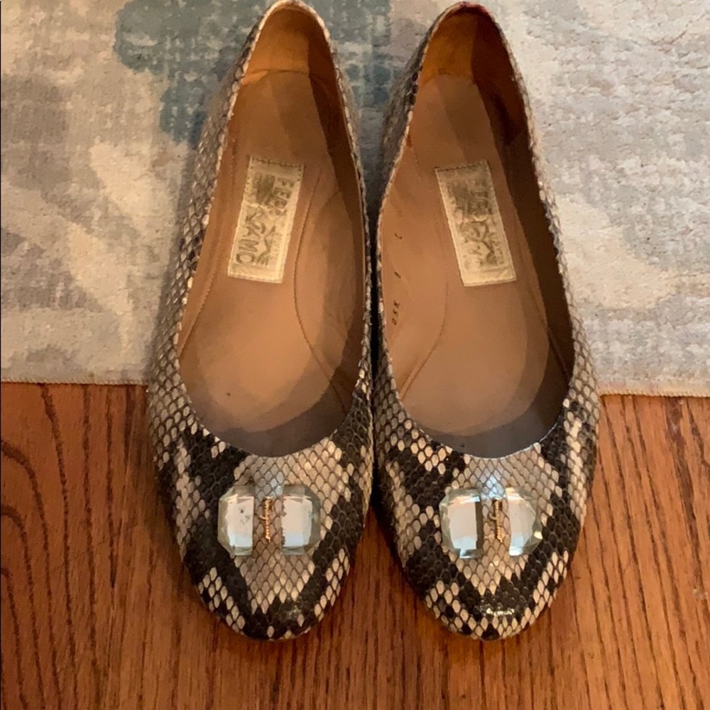 Salvatore Ferragamo Snake Skin Flats